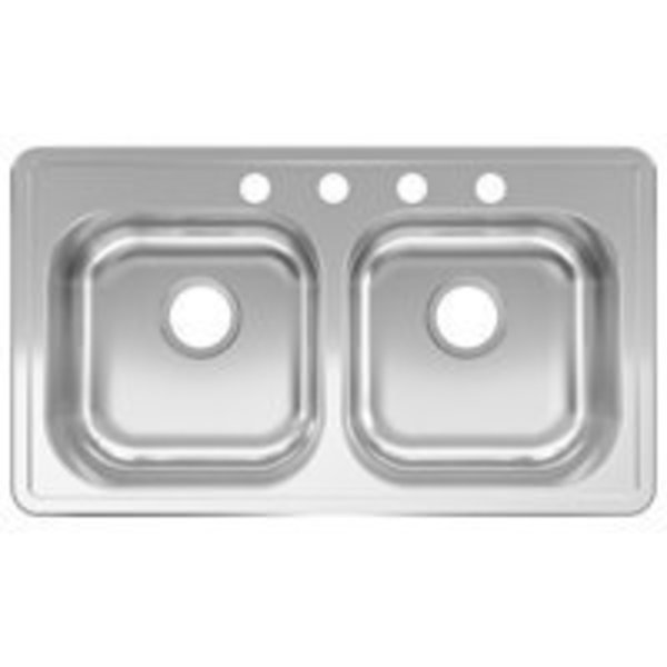 Kindred KINDRED RDLA3319-6-4CBN Kitchen Sink, 14 in W Bowl, 6 in D Bowl, Stainless Steel RDLA3319-6-4CBN
